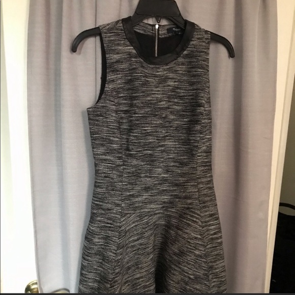 Madewell Anywhere Leather Tweed Fit Flare Dress 6 - Picture 3 of 4